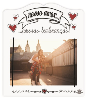 PORTA-RETRATO COM ELÁSTICO NOSSO AMOR 20,5X18