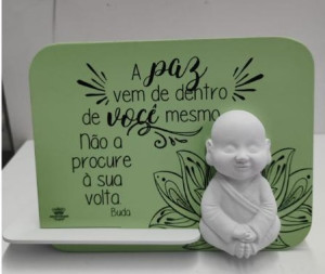 ENFEITE DE MESA COM ENCAIXE E APLIQUE A PAZ VEM...BENÇÃO VERDE 15X20