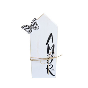 PLACA DE MESA CASINHA AMOR 24X9X3