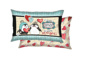 ALMOFADA PINGUIM O NOSSO AMOR É PARA SEMPRE 22,5x37
