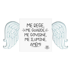 PLACA DE MESA COM ASAS ME REGE, ME GUARDE BABY URSO AZUL 10X18X3