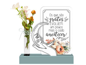 ENFEITE DE MESA COM TUBETE E PLACA OS QUE SÃO GRATOS...BENÇÃO 20X20X4,5