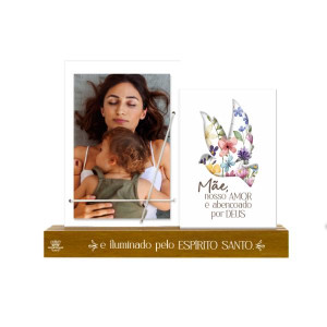 PORTA-RETRATO ELASTICO COM PLACA E MENSAGEM...MÃE NOSSO AMOR 19X24