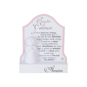MADEIRINHA ORAÇÃO DA CRIANÇA ROSA 19,5X16,5
