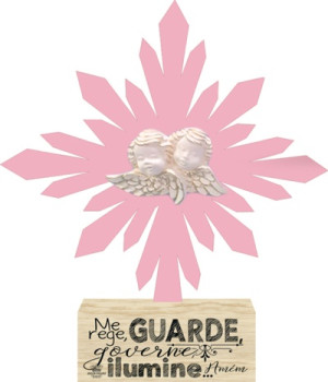 ENFEITE DE MESA COM BASE ME REGE, GUARDE...ROSA 25X22