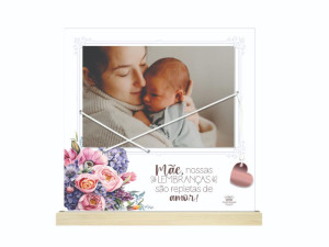 PORTA-RETRATO COM ELÁSTICO MÃE, NOSSAS LEMBRANÇAS...BORBOLETA 19,5X20X3