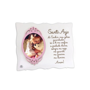 PORTA-RETRATO COM MOLDURA SANTO ANJO ROSA 21X26