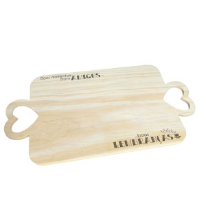 BANDEJA E TÁBUA PARA FRIOS COM ALÇAS BONS MOMENTOS, BONS AMIGOS...24,5X46