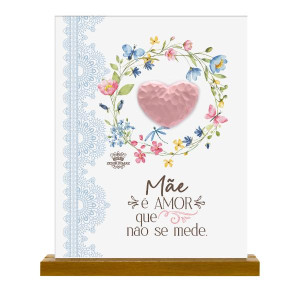 ENFEITE DE MESA COM APLIQUE CORAÇÃO MÃE É O AMOR...BORBOLETA 15X11