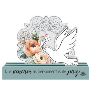 ENFEITE DE MESA COM APLIQUE QUE VENÇAM OS PENSAMENTOS...BENÇÃO 13X18X3,5
