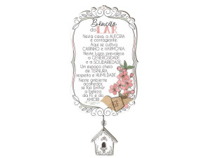 MÓBILE DE PAREDE BENÇÃO DO LAR...CEREJEIRA 25X15