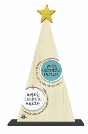 ENFEITE DE MESA PINHEIRO COM RECORTES BOLAS 31X20