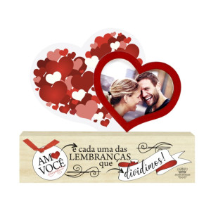 MADEIRINHA CRU COM PORTA RETRATO E ACRILICO AMO VOCÊ E CADA UMA... 16X18