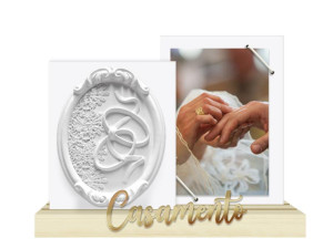 PORTA-RETRATO ELASTICO COM PLACA E MENSAGEM...CASAMENTO 19X24