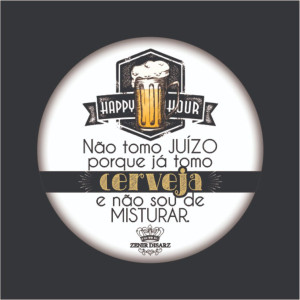 PORTA-COPO RESINADO NÃO TOMO JUÍZO... PRETO 10,5X10,5