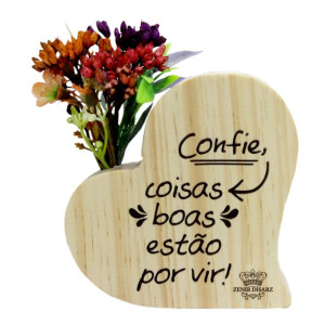 PLACA DE MESA COM FLORES CONFIE, COISAS BOAS...FLORESCER 11X9