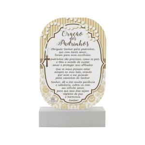 MADEIRINHA ORAÇÃO DOS PADRINHOS BEGE 20X12