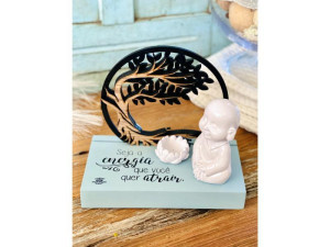 ENFEITE DE MESA COM PORTA INCENSO E BUDA SE A ENERGIA...BENÇÃO 16X18X10