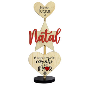 ENFEITE DE MESA COM PLAQUINHAS NESTE LUGAR O NATAL É REPLETO...25,5X10,5