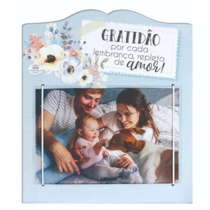 PORTA-RETRATO COM ELÁSTICO GRATIDÃO POR CADA LEMBRANÇA...20,5X18