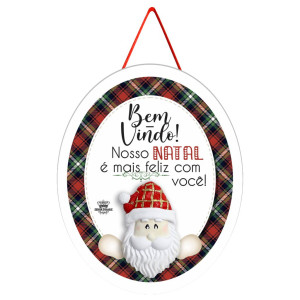 MÓBILE DE PAREDE COM APLIQUE BEM-VINDO NOSSO NATAL...18,5X15