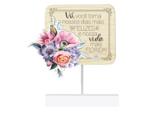 MADEIRINHA RECADO COM APLIQUE FLOR VÓ, VOCÊ TORNAS OS NOSSOS...BORBOLETA 14X11,5