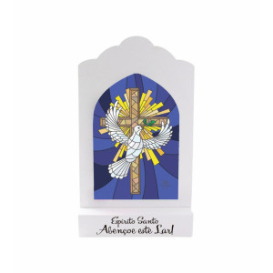 MADEIRINHA COM VITRAL ESPIRITO SANTO 25,5X15