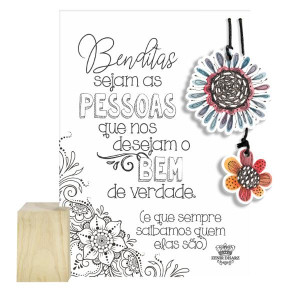 ENFEITE DE MESA COM CUBO E PLACA BENDITA SEJAM AS PESSOAS...JARDIM...13X11