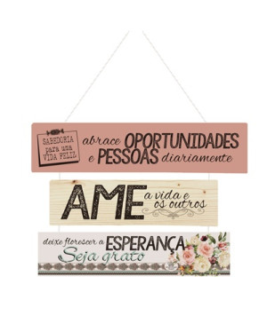 MÓBILE DE PAREDE FRASES ABRACE OPORTUNIDADES...FLORAL 19X29,5