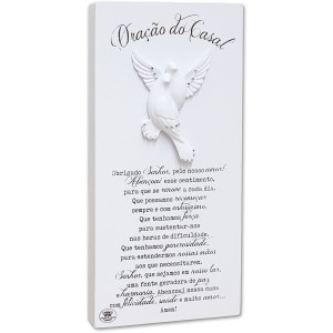 MADEIRINHA DE MESA COM RESINA ORAÇÃO DO CASAL 25,5X12,5
