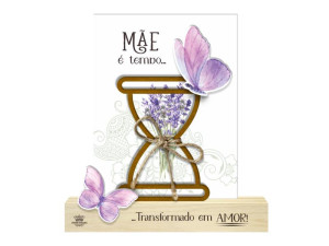 ENFEITE DE MESA COM APLIQUE MÃE É TEMPO...15X16X4,5