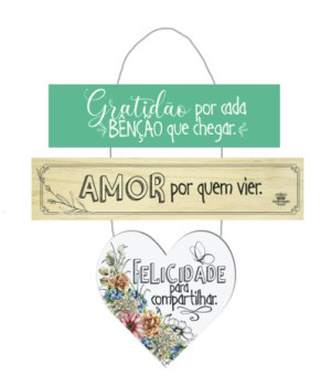 MÓBILE DE PAREDE FRASES AMOR POR QUEM VIER...CELEBRAÇÃO 26,5X25,5