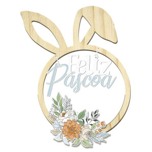 GUIRLANDA COM APLIQUE FLORES FELIZ PÁSCOA 30X19