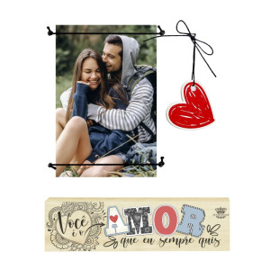 PORTA-RETRATO MADEIRINHA CRU VOCÊ É O AMOR...22X18,5X3