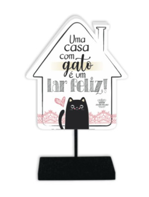 MADEIRINHA RECADO UMA CASA COM GATO...17,5X11