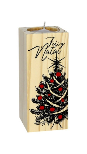 PLACA DE MESA COM VELA FELIZ NATAL 11,5X5X5