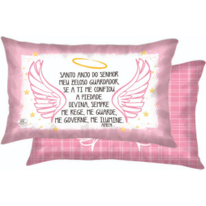 ALMOFADA SANTO ANJO DO SENHOR...ROSA 22,5X37