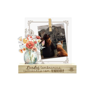 ENFEITE DE MESA COM APLIQUE E PORTA RECADO LINDAS...PASSARINHO 15X16X3