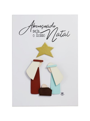 QUADRO COM APLIQUE PRESÉPIO...ABENÇOADO SEJA O NOSSO NATAL 23,5X17