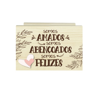 SUPORTE PARA VASO COM APLIQUE SOMOS AMADOS, SOMOS ABENÇOADOS...9X13X14