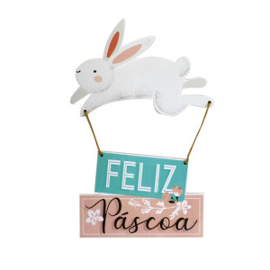 MÓBILE DE PAREDE COELHO FELIZ PÁSCOA 20X15