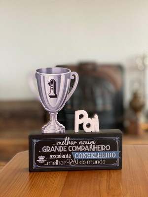 MADEIRINHA PAI TROFÉU...PAI MELHOR AMIGO...18X16