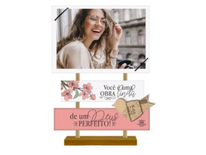 ENFEITE DE MESA COM PLAQUINHA E PORTA RETRATO VOCÊ É UMA...CEREJEIRA 23X16,5