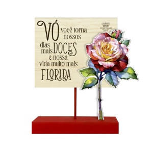 MADEIRINHA RECADO COM APLIQUE VÓ VOCÊ...ROSA ARABESCO 14X11,5