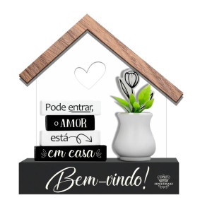 ENFEITE DE MESA COM APLIQUE BEM-VINDO...MEMÓRIA 15X13X5