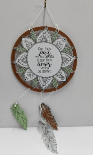 MÓBILE DE PAREDE COM APLIQUE QUE TODA PAZ VENHA...BENÇÃO VERDE 30X18