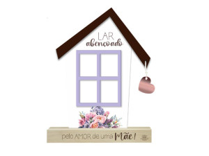 ENFEITE DE MESA COM APLIQUE FLORES LAR ABENÇOADO MÃE...BORBOLETA 23X18X4,5