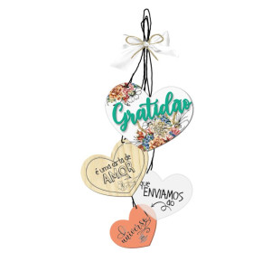 MÓBILE DE PAREDE GRATIDÃO CORAÇÃO...CELEBRAÇÃO 34X14
