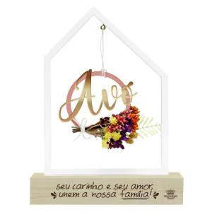 ENFEITE DE MESA CASINHA VAZADO AVÓ...FLORESCER 22X17X4,5
