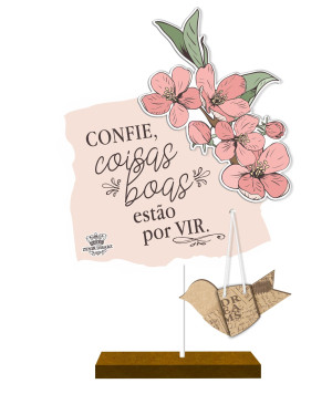 MADEIRINHA RECADO CONFIE COISAS BOAS...CEREJEIRA 19X12